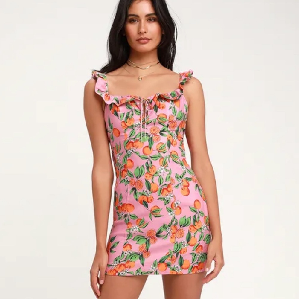 Finders keepers Aranciata Pink Print Tie-Back Mini Dress